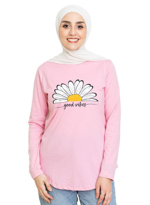 Pink Printed Long - Sleeve Design 18 - Khotwh